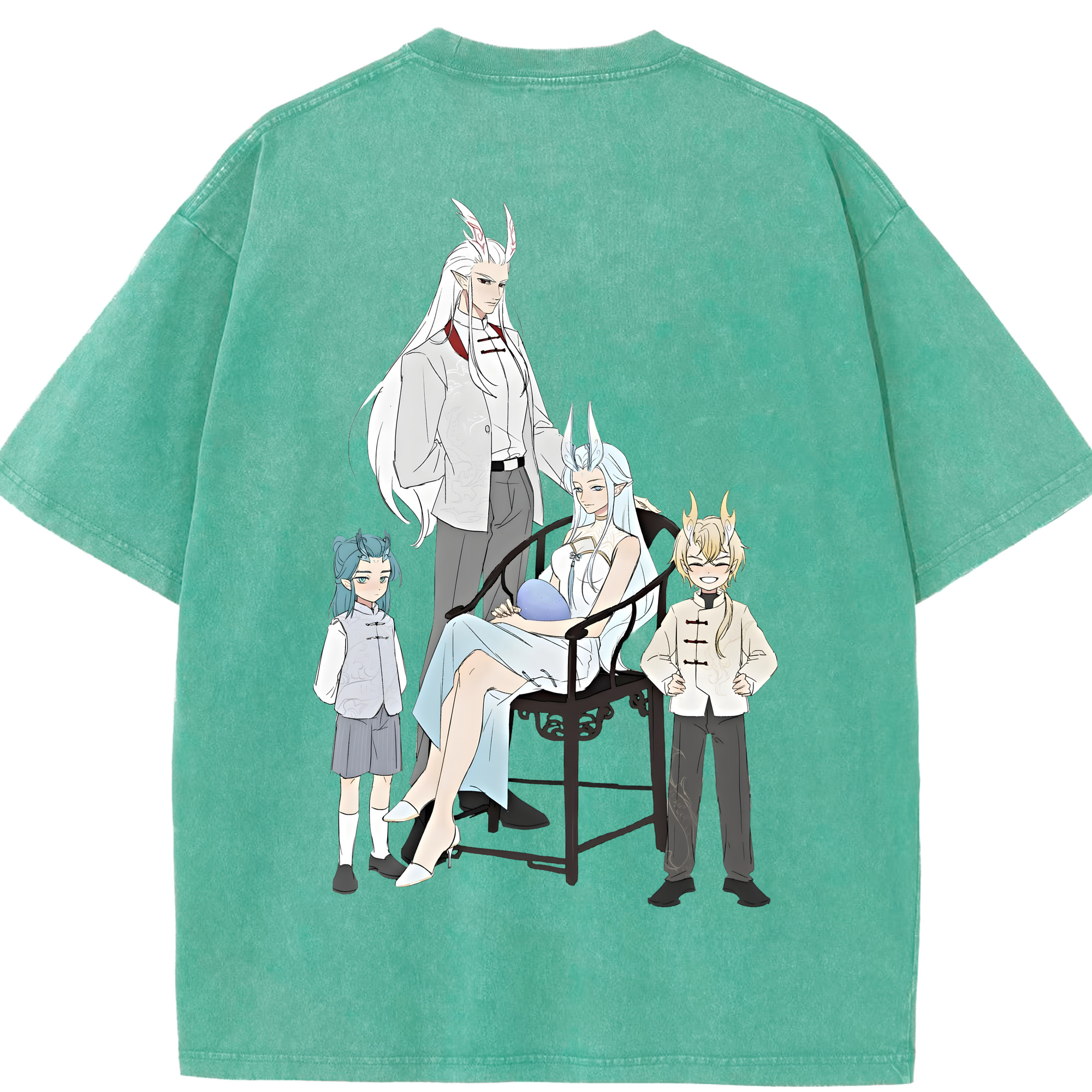 （画像用） Ne Zha 2 ナタ 魔童の大暴れ 綿100% ヴィンテージ風 半袖Tシャツ（背面プリント）